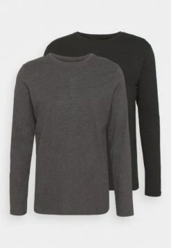 Pier One 2 PACK - Langarmshirt - Dark Grey/black -Kleidung Rabatte Geschäft 007c88127656457c8f19869283e98031