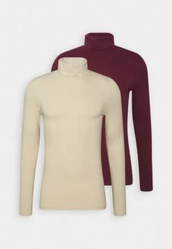 Pier One 2 PACK - Langarmshirt - Beige/bordeaux -Kleidung Rabatte Geschäft 083e6d68bc49437384fd817889cdca43