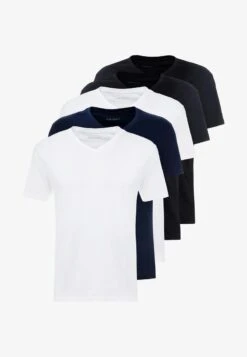 Pier One 5 PACK - T-Shirt Basic - White/blue/black -Kleidung Rabatte Geschäft 2819a515ceaa41a7b996144dea7390c3