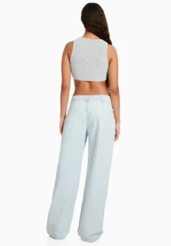 BERSHKA WIDE LEG 90S TIE - Jeans Straight Leg - Light Blue -Kleidung Rabatte Geschäft 4a1c6a697e7e490682d1ca9e4eb4c0bb