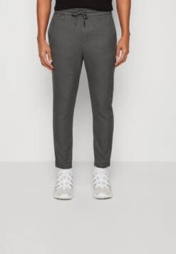 Only & Sons ONSLINUS TAP CROP PANT - Stoffhose - Medium Grey Melange