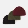 Pier One UNISEX 3 PACK - Mütze - Black/khaki/bordeaux