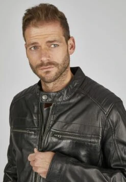 Bugatti MIT STEHKRAGEN UND DRUCKKNOPFRIEGEL - Lederjacke - Schwarz -Kleidung Rabatte Geschäft b739a8434c4d43f2a8091fe9ed5f0e8a